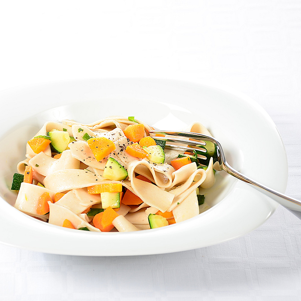Rezept Dinkelbandnudeln in Gemüsesauce