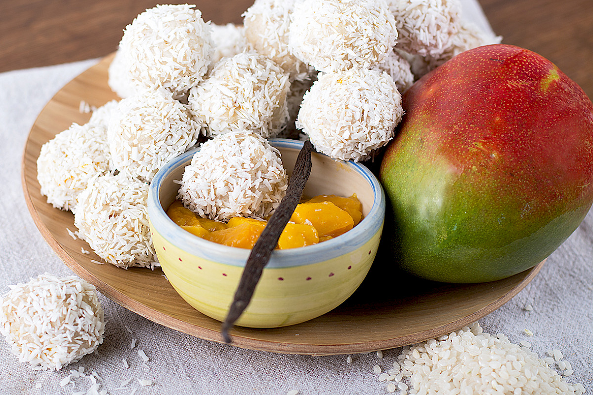Milchreisbällchen mit Mango