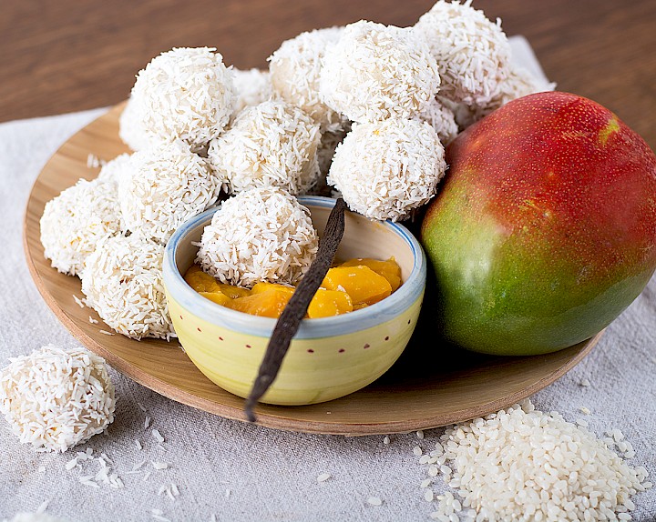Milchreisbällchen mit Mango