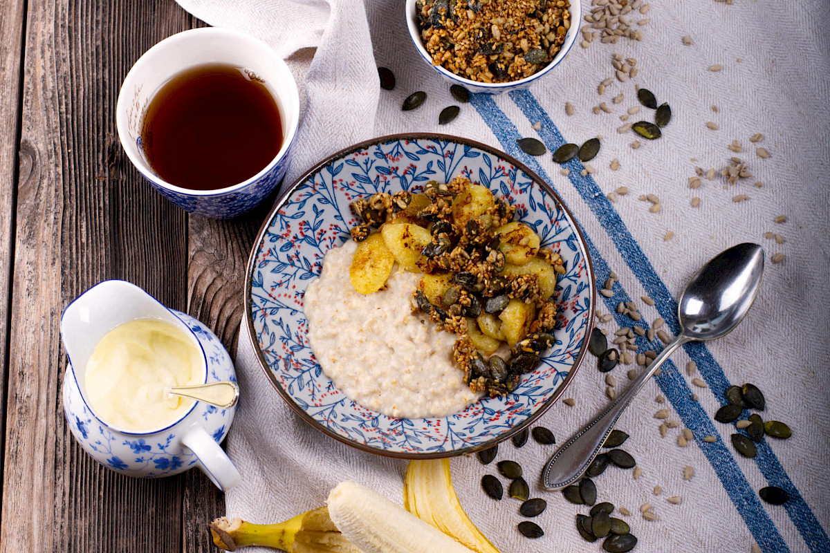 Porridge mit gebratener Banane