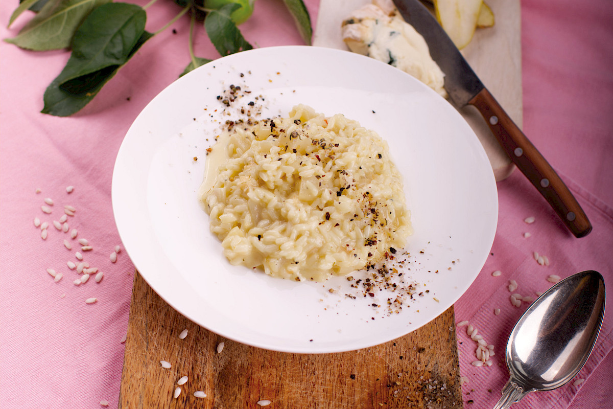 Risotto al formaggio con le pere, Risotto mit Parmesan und Birne