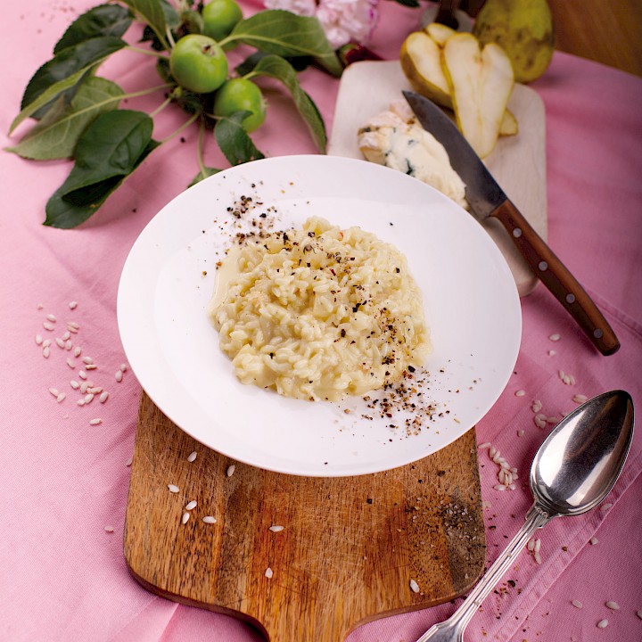 Risotto al formaggio con le pere, Risotto mit Parmesan und Birne