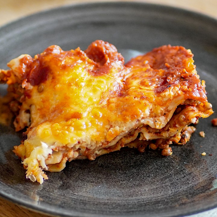 Lasagne mit Linsenbolognese