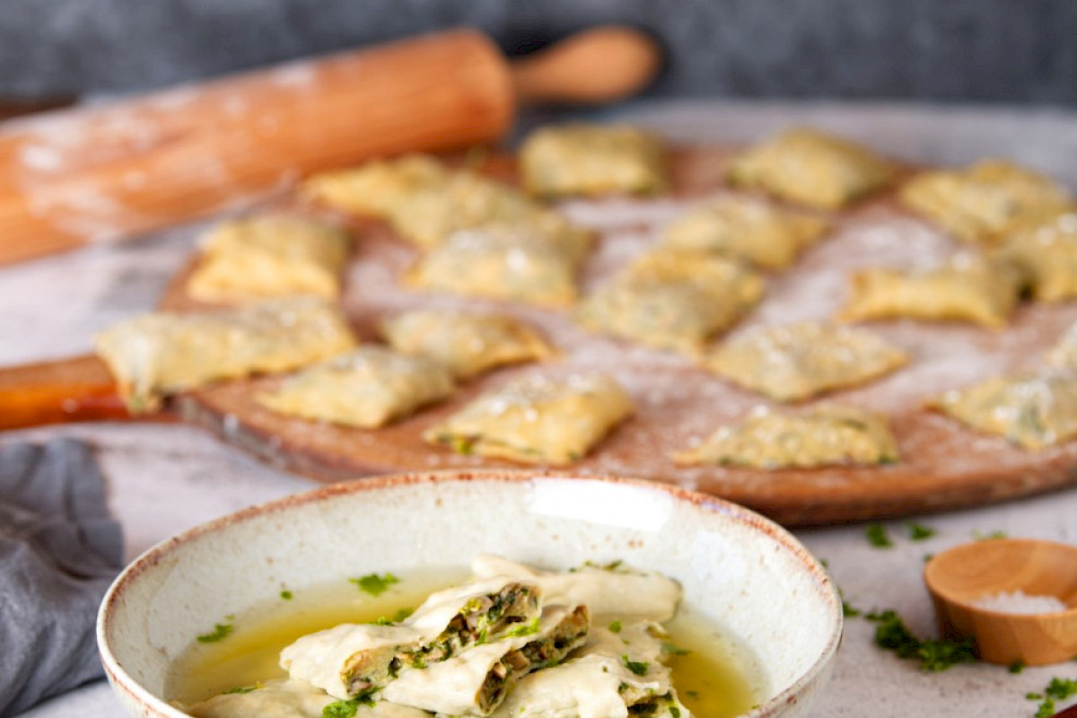 Maultaschen in klarer Brühe