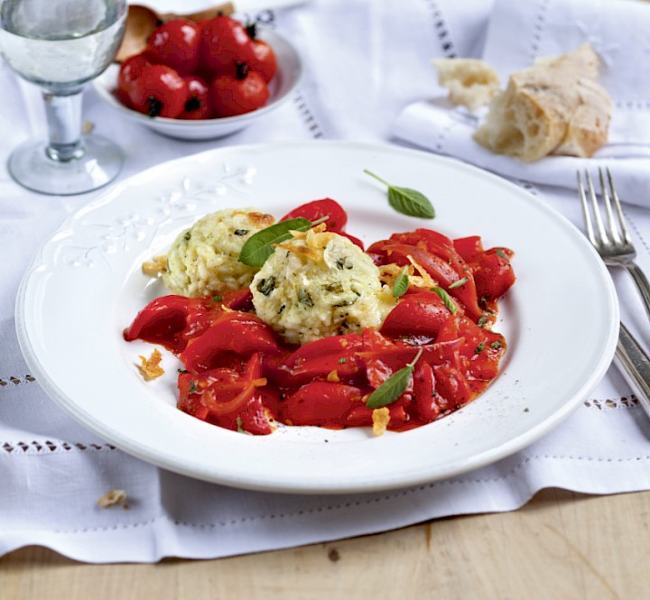 Risotto-Bällchen mit Paprika